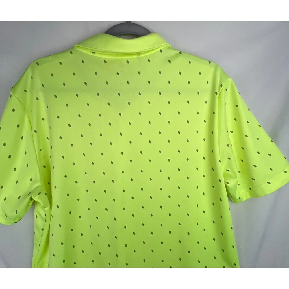 ADIDAS Performance Polo Shirt Mens M Pinecone Print Hi-Res Yellow Gray UPF 50